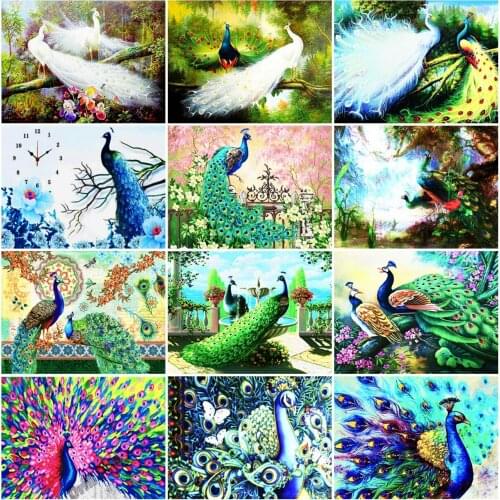 AZQSD Diamond Embroidery Peacock Mosaic Full Square Diamond Painting Animal Cross Stitch Rhinestones Needlework Home Decor