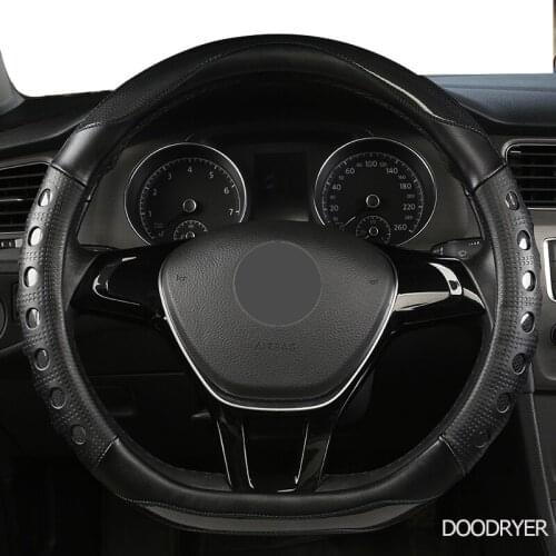 DOODRYER Carbon Fiber Leather Car Steering Wheel Cover For LADA Granta Kalina Vesta Niva Xray Priora