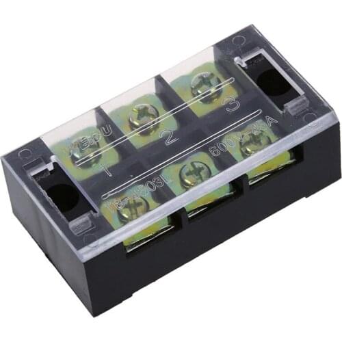 600V 45A Double Row 3 Position Screw Barrier Terminal Block