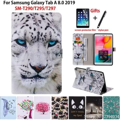 SM-T290 Case For Samsung galaxy tab A 8.0 2019 SM-T295 T290 T295 T297 Cover Funda Tablet Fashion Pattern Flip Stand Shell +Gift