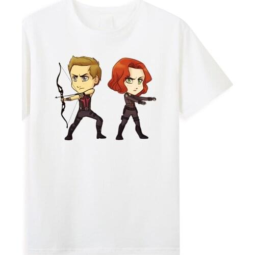 Marvels Agents of S.H.I.E.L.D Men T-Shirts Cartoon Avenger Black Widow Hawkeye T Shirt Summer Cotton Tops Superhero Man Clothes