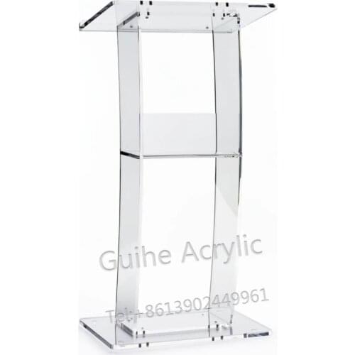 GUIHEYUN Acrylic Single Shelf Podium Lectern Acrylic Podiums, Clear Pulpits, And Lecterns