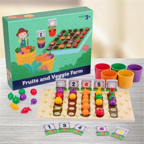 Fruit Vegetable Harvest Game Wooden Color Shape Matching Toys Puzzles Baby Montessori Early Educational Learning Toy For Child