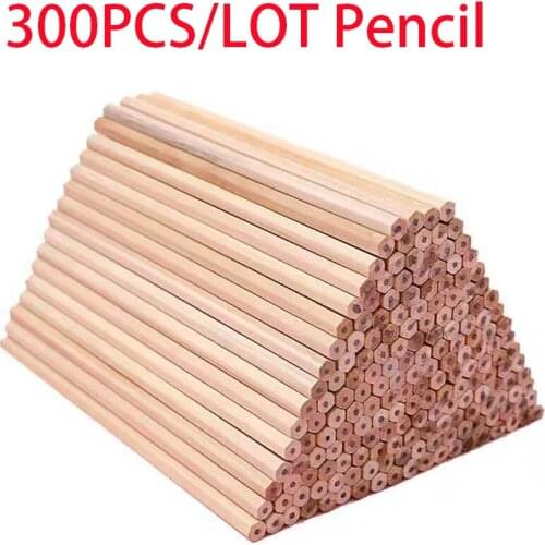 300pcs/Lot Natural Wood Pencil HB Black Hexagonal/Round Standard Pencil