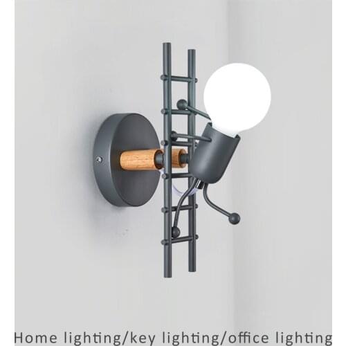 Creative humanoid Wall Lamp Vintage Sconce Wall Lights Fixture E27 110V 220V Bedside Retro Lamp Decor Dining Room Bedroom Light