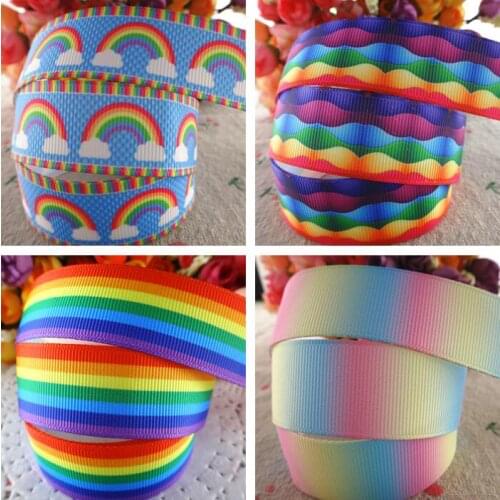 17110426,New arrival 7/8" (22mm) 5 yards/lot rainbow printed grosgrain ribbons cartoon ribbon DIY handmade materials