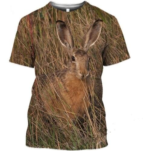 Hot Sales Hunting Crazy Hare Tshirt Oversized T Shirt For Mens Gym T-Shirts For Mens 3D Print Animal Lovely Rabbit Short Sleeve