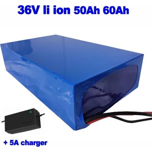 GTK 36v 50Ah 60Ah Li ion lithium battery pack bateria de lipo for electric engine scooter bike light solar forklift + 5A charger