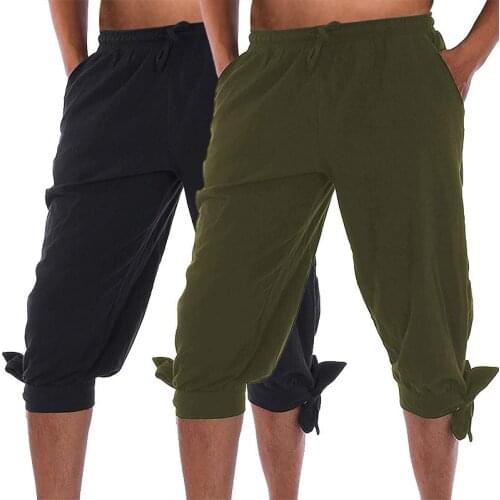 Men Medieval Vintage Viking Pirate Pants Cosplay Costume Loose Capris Horseman Peasant Castaways Costume Bloomers Trousers