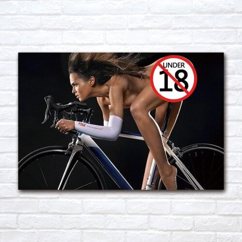 Pop Wall Art Canvas Painting Sexy Girl Riding a Bicycle Poster and Print Horizontal Picture for Living Room BedRoom Decor