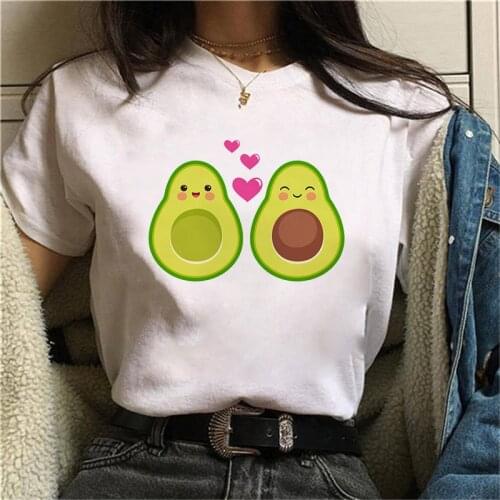 2020 NEWFunny Avocado Women T-shirts Fashion Cartoon Women Tops Tee Cute Print Female Tee Shirts Funny Graphic Woman T-shirts