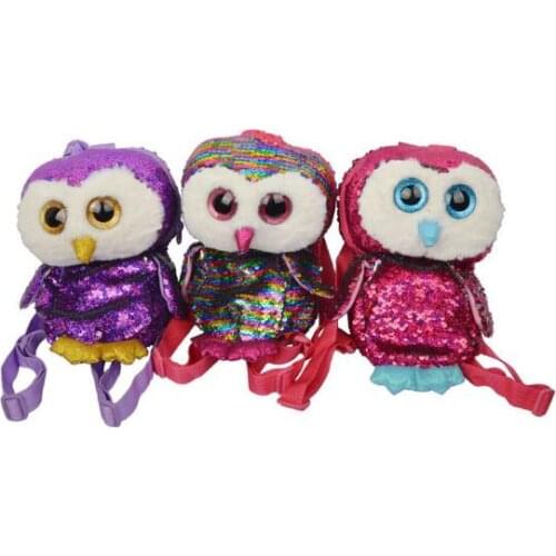 A new sequined owl backpack for Christmas presents - sequined zero purse candy bag