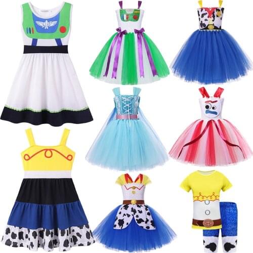 Toy Story Clothing for Baby Girls Boys Buzz Lightyear Jessie Casual Clothes Frocks Woody Bo Peep Forky Tutu Dress Role Play Robe