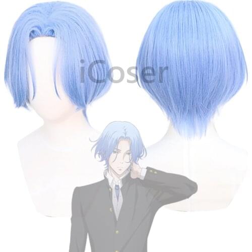 Anime SK8 the Infinity Langa Hasegawa Cosplay Wig Hasegawa Ranga Blue Short Wig Heat-resistant Fiber Hair + Wig Cap Men Women