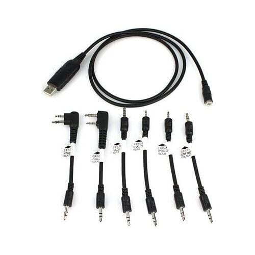 Walkie Talkie Sets 6-in-1 USB Programming Cable for Baofeng for Icom Portable CB Radio UV-5R UV-82 Puxing PX-888