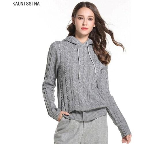 Hooded Pullover Sweater Women Long Sleeve Loose Sweater Autumn Knitted Jumpers European and American Plus Size Ladies' Knitwear