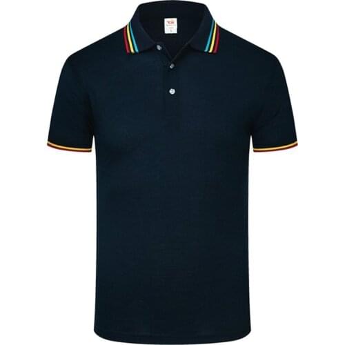 Rainbow Collar Summer Polo Shirts Men 12 Color Cotton Short Sleeve Breathable Fit Work Polo Shirt Male polo homme Big Size S-4XL