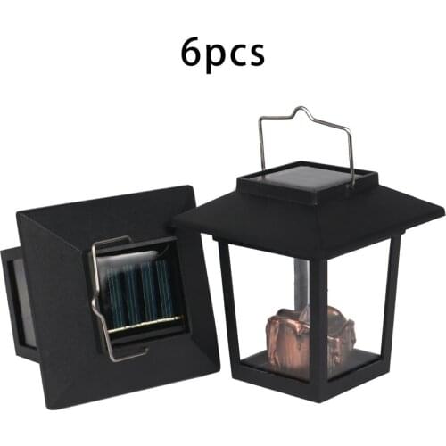 6PC/Lot Solar Powered Palace Lamp Candle Light Yellow Flicker Landscape Decoration Outdoor Fence Light for Garden Party