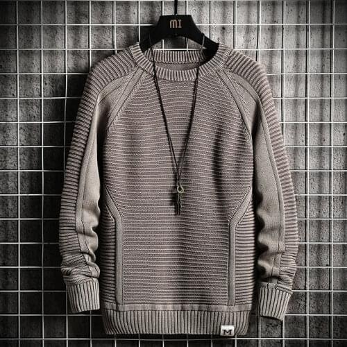 Spring and Autumn Pullover Mens Korean-Style Knitted Sweater Individualized and Popular Students round Neck Casual Sweater Men