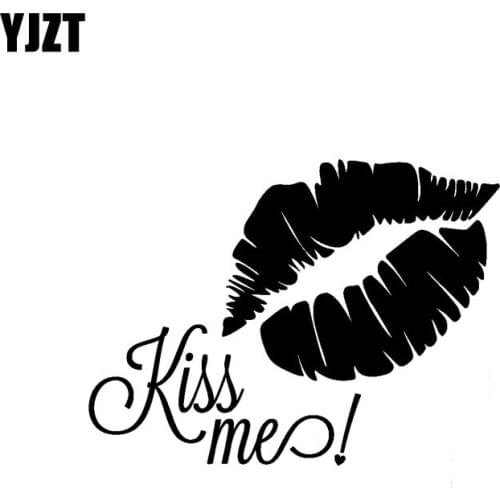 YJZT 13.2CM*9.8CM Car Stickers Vinyl Decal Kiss Me Lips Romantic Decor Black/Silver C3-0235