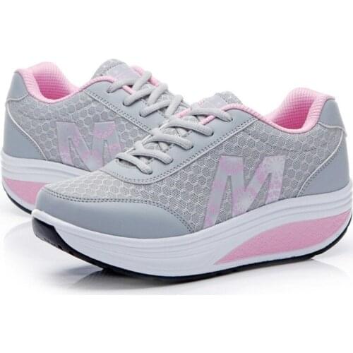 Womens Sneakers Platform Toning Wedge Light Weight Zapatillas Sports Shoes for Woman Breathable Slimming Fitness Swing Shoes