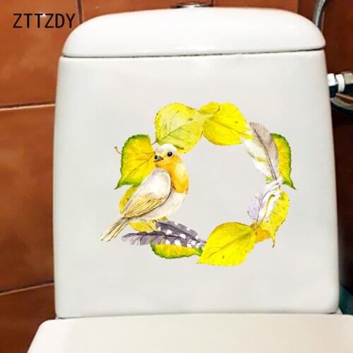 ZTTZDY 24.8×20.7CM Creative Leaf Stitching Ring Toilet Stickers Modern Decor Home Room Wall Decals T2-1499