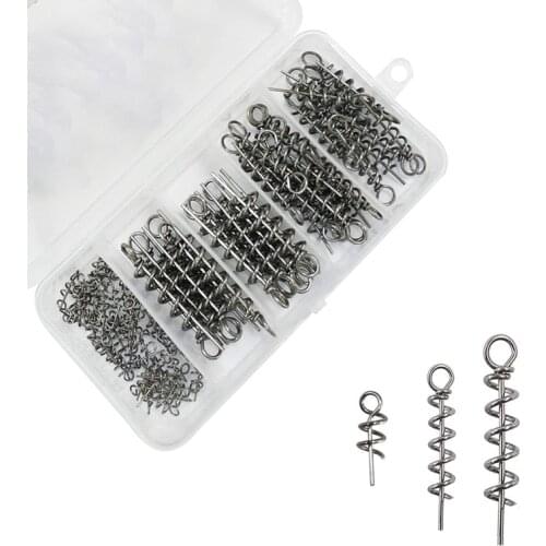 120pcs/box 45mm 35mm 14mm Soft fishing worm bait Connector Spring Twist lock Pins Fixed Latch Needle for lure fishing tackle