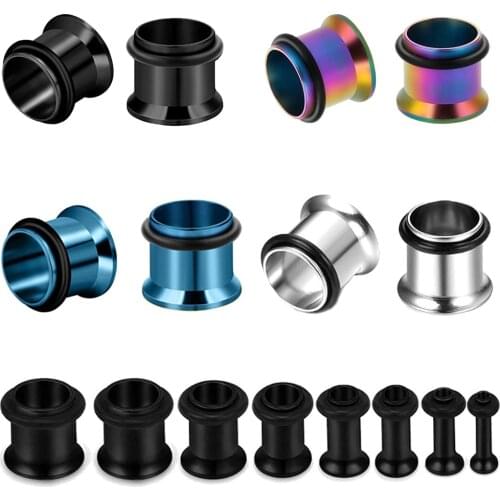 18pcs 316l Stainless Steel Ear Stretching Kit Tunnel Gauge 14G-00G Ear Expander Set Starter Gauge Plug Ear Tunnel Set