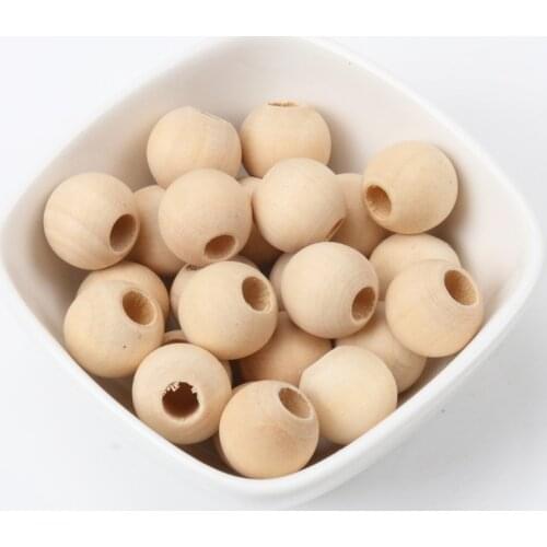 15mm 20pcs big hole Natural Flat round Wooden Wheel Beads Fit Jewelry DIY KL100