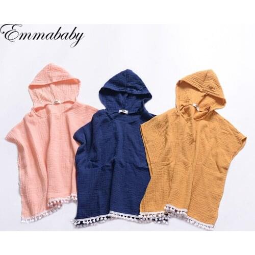 2019 Emmababy Toddler Kids Baby Girl Long Cape Dress Hooded Tassel Cloak Poncho Jumper Clothes Summer 6M-4T