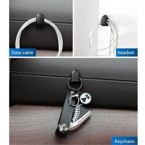 4Pcs/8Pcs Car Hook Organizer Storage for USB Cable Headphone Key Storage Self Adhesive Wall Hook Hanger Auto Fastener Clip Stuff