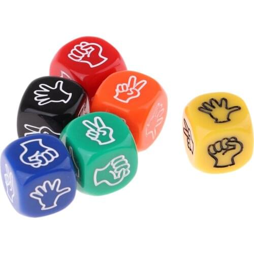 60 Pieces Stone Paper Scissors Dice Six Sided Multicolor Dice for Kids Games