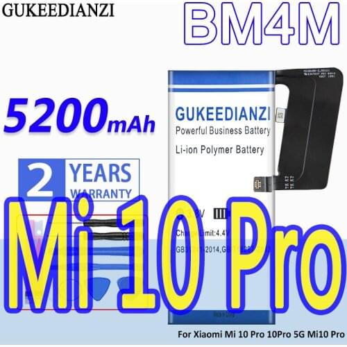 High Capacity GUKEEDIANZI Battery BM4M 5200mAh For Xiaomi Mi 10 Pro 10Pro 5G Mi10 Pro Mi 10Pro