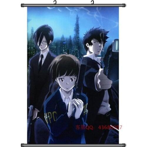 Anime Psycho-Pass Kougami & Tsunemori Akane & Ginoza Nobuchika & Kagari Shuusei Home Decor Wall Scroll Poster Decorative Picture