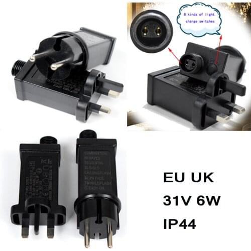 EU power adapter 31V 6W String light always on/flashing portable universal plug Waterproof LED driver for indoor or outdoor use