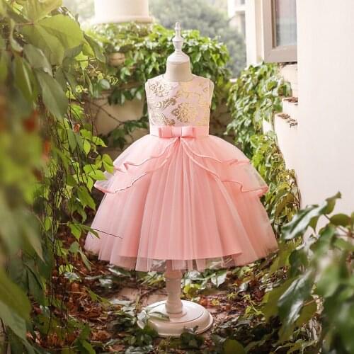 Childrens Clothing 2021 Summer New Sleeveless Bowknot Mesh Little Girl Dresses For Girls Princess Dress Kids Dresses 3-10 Years