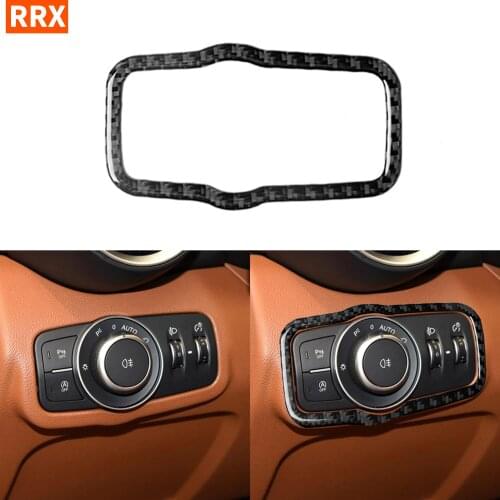 For Alfa Romeo Giulia 2017-2019 Carbon Fiber Headlight Switch Cover Lamp Button Frame Trim Sticker Dashboard Decor Car Styling