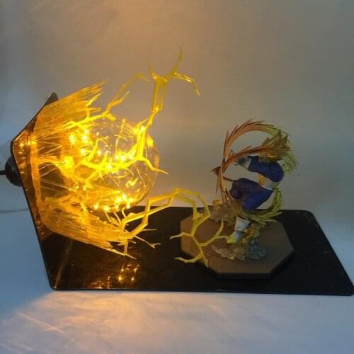 Anime DBZ Wukong Vegeta Spirit Bomb Action Figures LED Lamp light ball Toy super Saiya Kamehameha Explosion Scene gift