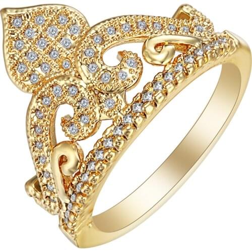 Hot sale CZ zircon Wedding Ring for women White 2017 new Crown Vintage Jewelry Drop Shipping for lady