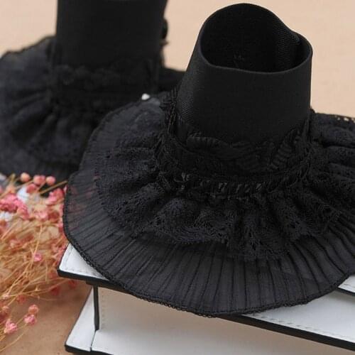 Gothic Retro Black Detachable Sleeve Fake Cuffs Multi Layer Ruffles Lace Patchwork Lolita Princess Sweater Decorative Wristband