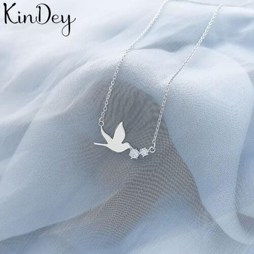 Kindey Silver Color Jewelry Crystal Bird Necklaces For Women Wedding Kolye Collares Bijoux