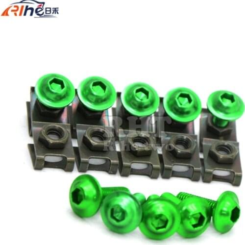 Green Universal 6mm motorcycle fairing screw kit set screws for Yamaha YZF R1 R6 R3 R25 Tmax500 530 Kawasaki Z1000 Z750R Z1000SX