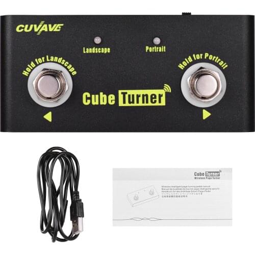CUVAVE Cube Turner Wireless Page Turner Pedal Built-in Battery Supports Looper Connection Compatible with iPad iPhone Android