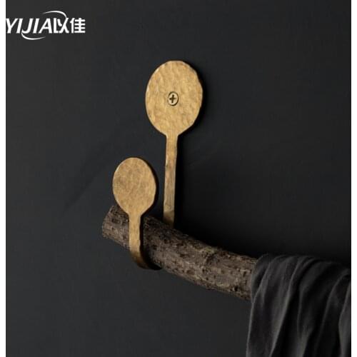 Brass hook hammered surface craft retro clothes hook bathroom Robe Hook Waterproof Wall-mounted Coat Hanger