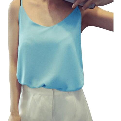 Summer Women Solid Color Camisole V Neck Sleeveless Basic Top Vest Loose Camisole female