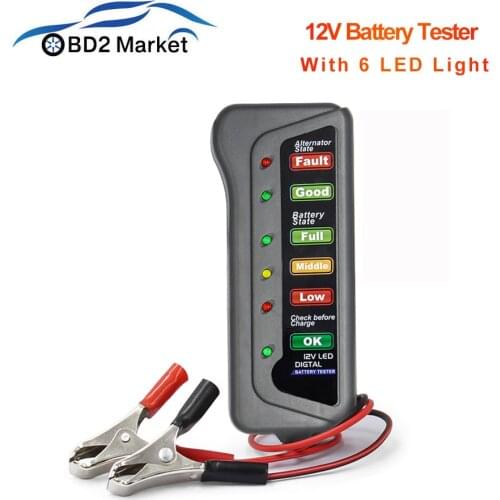Mini 12V Car Battery Tester Digital Test Analyzer Alternator tester auto Diagnostic Tool with 6 LED Lights For Car Motorcycle