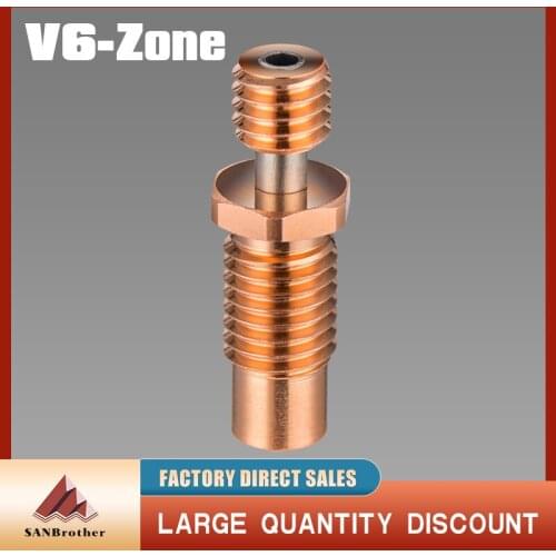 NF V6-Zone Heat Break Copper & Aerospace Materials 3D Printer Nozzle Throat For 1.75mm E3D V6 HOTEND Heater Block