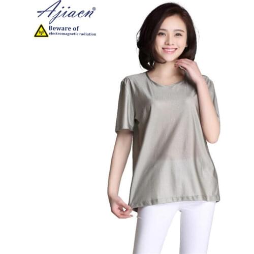 Genuine anti-electromagnetic radiation 100% silver fiber womens T-shirt Mobile phone, WIFI, computer, TV EMF shielding T-shirt