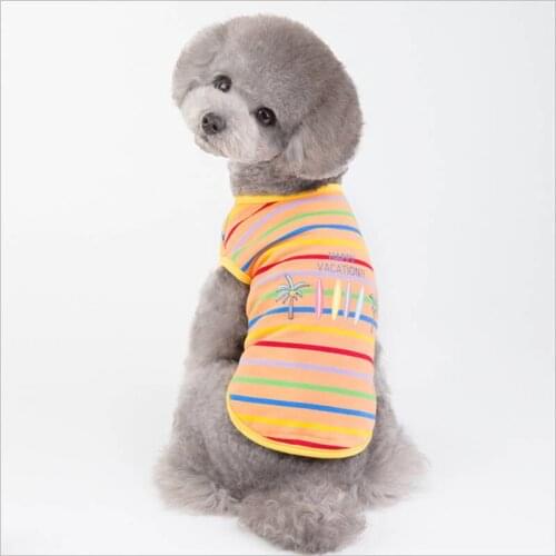 Dog Clothes Spring Summer Striped Pets Puppy Dog T-shirt Pet Dog Cat Short Sleeves Clothing Breathable Bulldog Apparels stripe