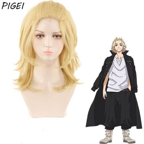 AnIme Tokyo Revengers Wig Halloween Manjirou Sano Cosplay Golden Wigs Heat Carnival Party Resistant Synthetic Hair for Women Men